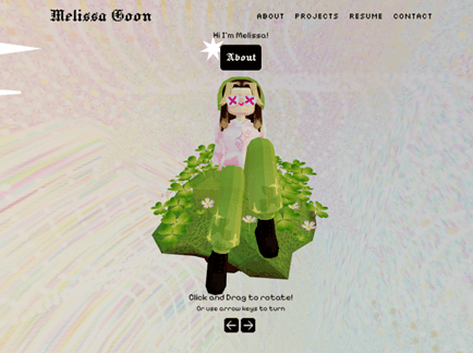 Screenshot of 3D portfolio website.